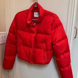 Athleta red cropped puffer jacket